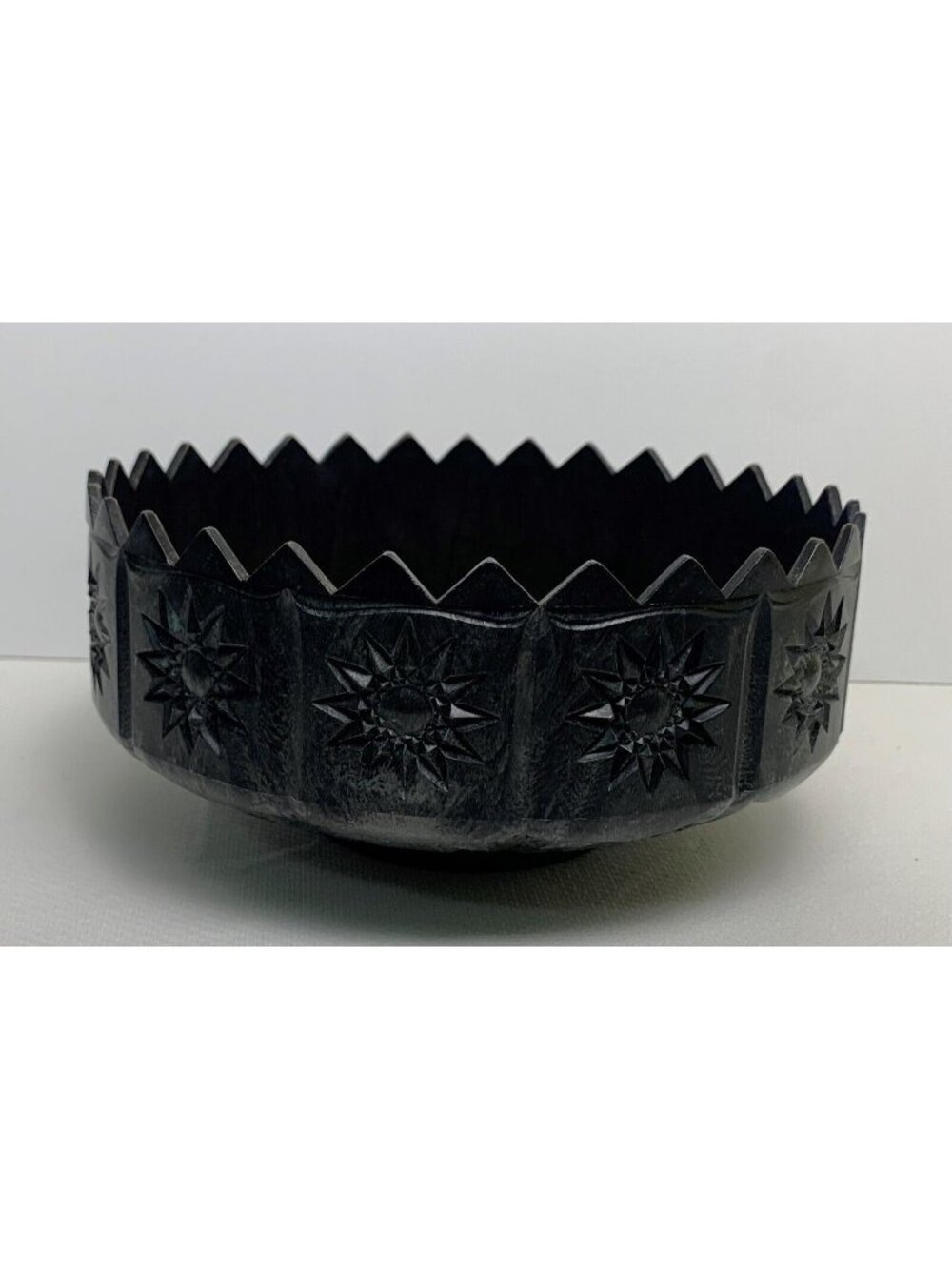 Vintage Regaline Black Bowl Set Starburst Design Plastic Stackable Halloween USA